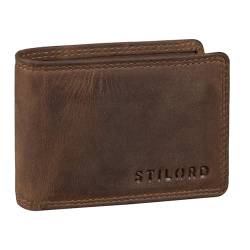 STILORD 'Jay' Mini Geldbörse Herren RFID Leder Brieftasche Vintage für Männer Kleiner Geldbeutel mit vielen Kartenfächern und NFC-Schutz in Geschenkbox, Farbe:mittel - braun von STILORD