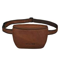 STILORD 'Jules' Gürteltasche Leder klein Vintage Bauchtasche Reisetasche für Herren Damen Hüfttasche für Party Festival Konzert und Handy, Farbe:Cognac - braun von STILORD