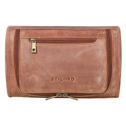 STILORD 'Juri' Leder Kulturbeutel Groß für Damen und Herren Unisex Waschtasche für Unterwegs Kosmetiktasche aus Hochwertigem Echtleder von STILORD