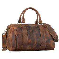 STILORD 'Keanu' Leder Weekender Herren kleine Vintage Reisetasche zum Umhängen Handgepäck Reisegepäck in Kabinengröße echtes Rindsleder von STILORD