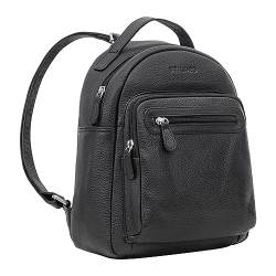 STILORD 'Kima' Kleiner Rucksack Damen Vintage Leder Cityrucksack Frau Rucksackhandtasche Mini Tagesrucksack Daypack Damenrucksack Echtleder, Farbe:schwarz von STILORD