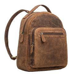 STILORD 'Kima' Kleiner Rucksack Damen Vintage Leder Cityrucksack Frau Rucksackhandtasche Mini Tagesrucksack Daypack Damenrucksack Echtleder, Farbe:torino - braun von STILORD