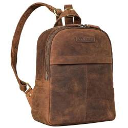 STILORD 'Klara' Raffinierter Rucksack Damen Leder Klein Elegant Lederrucksack Rucksackhandtasche Vintage Daypack Handtasche Cityrucksack Echtleder, Farbe:avani - braun von STILORD