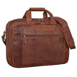 STILORD 'Knut' Moderne Aktentasche Leder im Vintage Design Bürotasche Damen Office Bag Männer Aktentasche Echtleder Lehrertasche Vintage Ledertasche, Farbe:cognac - braun von STILORD