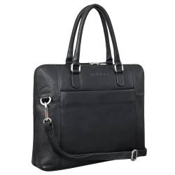 STILORD 'Latoya' Arbeitstasche elegant Leder Bürotasche Aktentasche Damen Herren Henkeltasche Vintage Echtleder aufsteckbar, Farbe:schwarz von STILORD