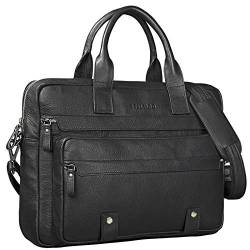 STILORD 'Leander' Umhängetasche Leder Groß Arbeitstasche Aktentasche Business Herren und Damen 15.6 Zoll Laptoptasche Rindsleder, Farbe:schwarz von STILORD