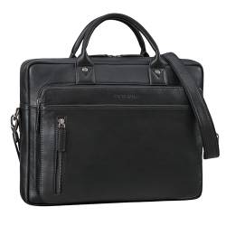 STILORD Ledertasche für Herren & Damen schwarz - Aktentasche mit 14 Zoll Laptopfach - Business-Tasche für Office, Uni & Büro - Umhängetasche 'Syd' von STILORD