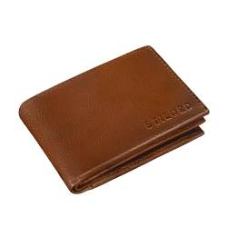 STILORD 'Lincoln' Mini Geldbörse RFID Leder Herren Slim Wallet Minibörse Portemonnaie klein NFC Protector kleine Brieftasche Echtleder in Geschenkbox klein, Farbe:Texas - braun von STILORD