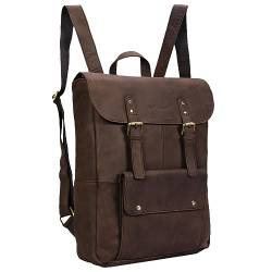 STILORD 'Manila' Vintage Leder Rucksack Damen Herren XL Lederrucksack DIN A4 braune Rucksackhandtasche mit 15,6 Zoll Laptopfach großer Daypack aus echtem Leder, Farbe:matt - Dunkelbraun von STILORD