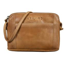 STILORD 'Mariella' Schultertasche Damen Vintage Leder kleine Handtasche Frauen Ledertasche Mini Umhängetasche elegante Abendtasche Freizeittasche Echtleder, Farbe:taranto - braun von STILORD