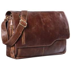 STILORD 'Marlon' Ledertasche Herren Business Uni Büro Vintage Umhängetasche groß DIN A4 mit 15.6 Zoll Laptopfach Elegante Aktentasche aus echtem Rinds Leder von STILORD