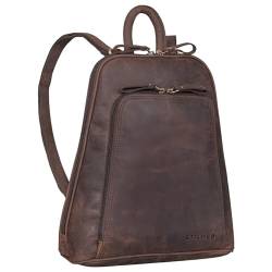 STILORD 'Martha' Lederrucksack Frauen Vintage Daypack Damen Rucksack Elegant und Modern für City Ausgehen Shopping Arbeit Rucksacktasche Leder, Farbe:zamora - braun von STILORD