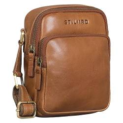 STILORD 'Maxi' Umhängetasche Herren Leder Kleine Crossbody Bag Elegante Schultertasche für Freizeit Outdoor Herrentasche aus hochwertigem Echtleder, Farbe:Mocca - Dunkelbraun von STILORD