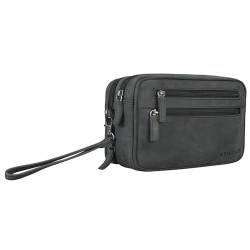 STILORD 'Nero' Handgelenktasche Herren Leder mit Doppelkammer Vintage Handtasche für 8,4 Zoll Tablets ideal für Reisen Festival Herrenhandtasche echtes Leder, Farbe:anthrazit von STILORD