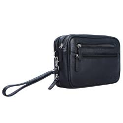 STILORD 'Nero' Handgelenktasche Herren Leder mit Doppelkammer Vintage Handtasche für 8,4 Zoll Tablets ideal für Reisen Festival Herrenhandtasche echtes Leder, Farbe:schwarz von STILORD