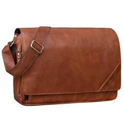 STILORD 'Nick' Umhängetasche Leder Herren Damen Unitasche 15.6 Zoll Laptoptasche Aktentasche Bürotasche Vintage Büffel-Leder, Farbe:maraska - braun von STILORD