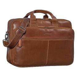 STILORD 'Noan' Leder Aktentasche Herren Groß Business 15,6 Zoll Laptoptasche Lehrertasche Umhängetasche Büro Vintage Echtleder Studententasche Männer, Farbe:Toretto - Dunkelbraun von STILORD