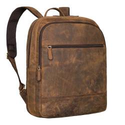 STILORD 'Norbert' Großer Rucksack mit Laptopfach 15,6 Zoll Leder für Herren und Damen Echtleder Notebook Rucksack Arbeitsrucksack Retro Rucksacktasche, Farbe:colorado - braun von STILORD