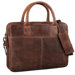 STILORD 'Performance' XL Vintage Aktentasche Herren Leder Laptoptasche 15,6 Zoll Umhängetasche Arbeitstasche Damen Business Büro Uni Echtleder, Farbe:eichen - braun von STILORD