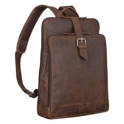 STILORD 'Rena' Rucksack Leder Vintage Groß Cityrucksack Herren Tagesrucksack Herren Laptop Rucksack 14 Zoll Damenrucksack Leder Retro, Farbe:Zamora - braun von STILORD