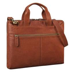 STILORD 'Ross' Vintage Laptoptasche 13,3 Zoll - 14 Zoll Leder Laptophülle Herren Schmal Dokumententasche Damen Echtleder für Notebook Arbeit Business Reise, Farbe:maraska - braun von STILORD