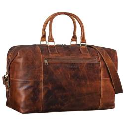 STILORD 'Rover' Reisetasche Leder groß Weekender Herren Damen XL Reisegepäck Overnight Duffle Bag echtes Rindsleder Vintage aufsteckbar, Farbe:Prestige - braun von STILORD