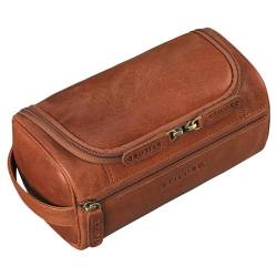 STILORD 'Rowan' Vintage Kulturbeutel zum Aufhängen Herren Leder Kulturtasche Damen Make Up Tasche Echt-Leder Kosmetiktasche Groß Waschtasche für Reisen, Farbe:maraska - braun von STILORD