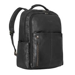 STILORD 'Sherlock' Laptoprucksack 17 Zoll Leder Herren Vintage Studenten Rucksack Damen Leder Cityrucksack groß Messenger Rucksack 17 Zoll Retro, Farbe:schwarz von STILORD