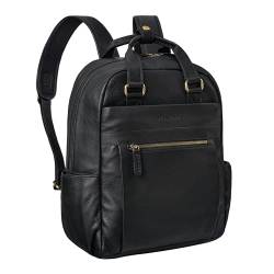 STILORD 'Silva' Großer Business Rucksack Leder Tagesrucksack für Herren und Damen Arbeitsrucksack Vintage Lederrucksack Studenten Schulterrucksack, Farbe:schwarz von STILORD