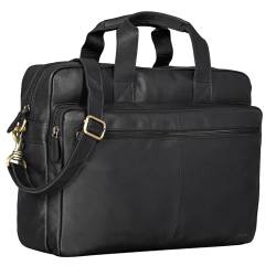 STILORD 'Thompson' Vintage Ledertasche Business Tasche Groß Aktentasche Lehrertasche zum Umhängen für Laptop DIN A4 Bürotasche Trolley Aufsteckbar Echtes Leder, Farbe:schwarz von STILORD