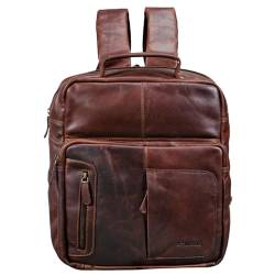 STILORD 'Toni' Vintage Leder Rucksack groß für Frauen Männer moderner Daypack für DIN A4 Ordner 13.3 Zoll Laptop Rucksackhandtasche für Schule Uni Arbeit, Farbe:Cognac - Dunkelbraun von STILORD
