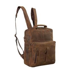 STILORD 'Toni' Vintage Leder Rucksack groß für Frauen Männer moderner Daypack für DIN A4 Ordner 13.3 Zoll Laptop Rucksackhandtasche für Schule Uni Arbeit, Farbe:Colorado - braun von STILORD