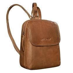 STILORD 'Valentina' Vintage Damenrucksack Klein Leder Daypack Rucksack für Frauen Rucksackhandtasche für City Ausgehen Shopping Damen Tagesrucksack Echtleder, Farbe:Mocca - Dunkelbraun von STILORD