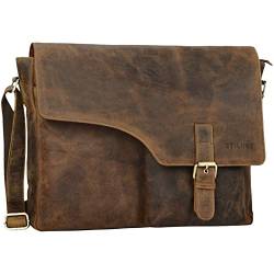 STILORD 'Valerian' Leder Umhängetasche Herren Messenger Bag Business Uni Büro groß DIN A4 Laptoptasche Aktentasche Vintage Rindsleder, Farbe:mittel - braun von STILORD