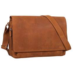 STILORD Vintage Umhängetasche aus Leder braun - 15 Zoll Laptoptasche für Büro, Uni, Office, Schule - DIN A4 Schultertasche 'Tom' von STILORD