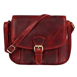 STILORD 'Violeta' Leder Umhängetasche Damen Vintage Handtasche klein Schultertasche Abendtasche Partytasche Freizeittasche Echtleder, Farbe:kara - rot von STILORD