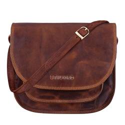 STILORD 'Willow' Damen Umhängetasche Leder Handtasche Frauen Damen Abendtasche Freizeittasche Ledertasche Echtes Vintage Leder, Farbe:Kara - Cognac von STILORD