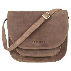 STILORD 'Willow' Damen Umhängetasche Leder Handtasche Frauen Damen Abendtasche Freizeittasche Ledertasche Echtes Vintage Leder, Farbe:mittel - braun von STILORD