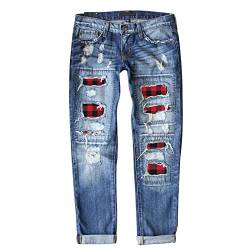 Damen Jeans E-Print Ripped Jeans Plus Size Hose Sweatsuits für Frauen Set 2 Stück Plus Size, Blue, 50 von STKOOBQ