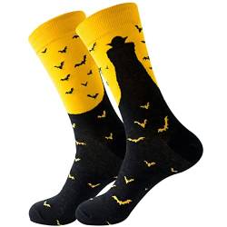 Halloween-Socken für Damen, Mädchen, Fledermaus-Druck, buntes Muster, niedlich, schließen Sie Ihre Kuchenloch-Socken, B, One size von STKOOBQ