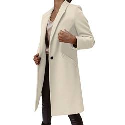 STKOOBQ Trenchcoat mit Kapuze für Damen und Herren, Kunstwolle, dünner Mantel, Trenchjacke, Damen, schlank, lang, Outwear, beige, 46 von STKOOBQ