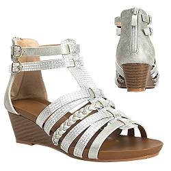 STMAHER Gladiator-Sandalen für Damen, Silber, Keilriemen, Sandale, leger, Sommer, Strand, 2Silber 38 von STMAHER