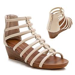 STMAHER Gladiator-Sandalen für Damen, Silber, Keilriemen, Sandale, leger, Sommer, Strand, weiss, 41 von STMAHER