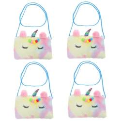 STOBOK 4 Stück Geldbörse Handtasche für kleine Mädchen Hellrosa Handtasche Schultertasche Aufbewahrungsbeutel Umhängetasche für Mädchen Cartoon-Aufbewahrungstasche Münze Kind Flanell von STOBOK