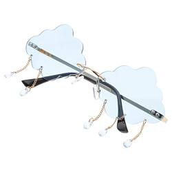 STOBOK Randless Wolken Sonnenbrille Vintage Wolkenförmige Brillen Brillen Rahmenlose Wolken Sonnenbrille mit Regenkristallanhänger (Blau) von STOBOK