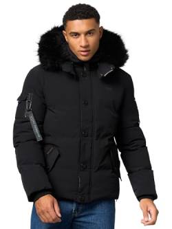 STONE HARBOUR Herren Winterjacke Parka mit Abnehmbarer Kunstfellkapuze Halvaar Black mit schwarzem Fell Gr. 3XL von STONE HARBOUR