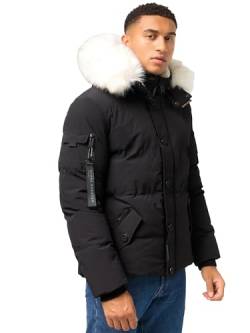 STONE HARBOUR Herren Winterjacke Parka mit Abnehmbarer Kunstfellkapuze Halvaar Black mit weißem Fell Gr. XL von STONE HARBOUR