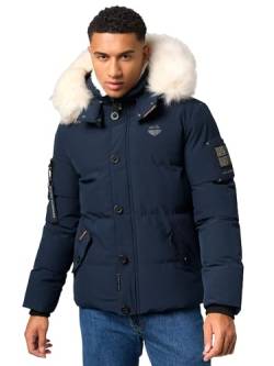 STONE HARBOUR Herren Winterjacke Parka mit Abnehmbarer Kunstfellkapuze Halvaar Navy mit weißem Fell Gr. XXL von STONE HARBOUR