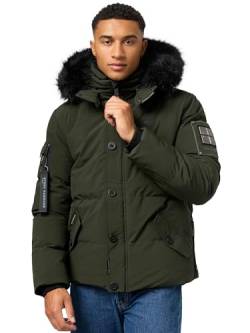 STONE HARBOUR Herren Winterjacke Parka mit Abnehmbarer Kunstfellkapuze Halvaar Olive mit schwarzem Fell Gr. XL von STONE HARBOUR