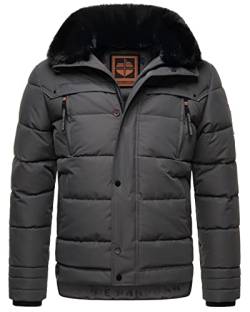 STONE HARBOUR Herren Winterjacke mit Kapuze Fellkragen Steppjacke B743 [B743-Witaa-Anthrazit-Gr.XL] von STONE HARBOUR